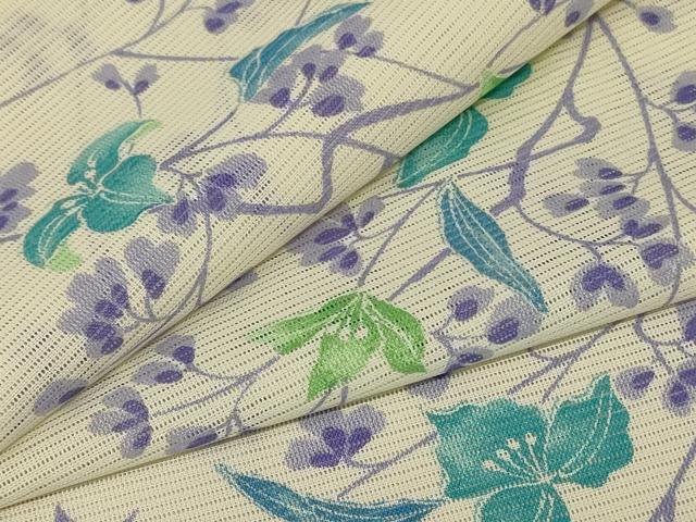 平和屋着物＊夏物 小紋 絽 枝花文 洗える着物 AABE9037jd