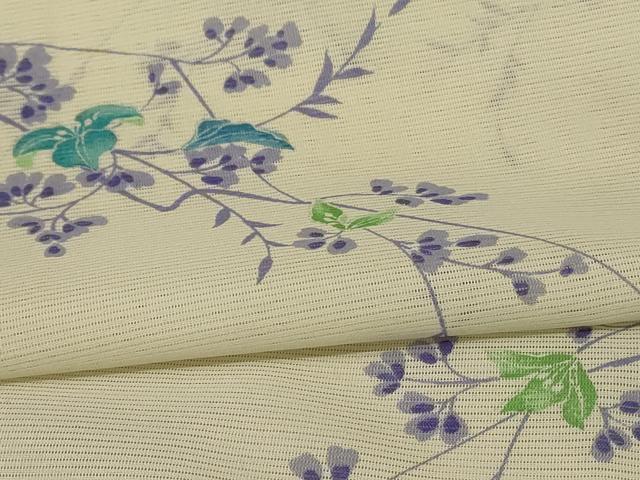 平和屋着物＊夏物 小紋 絽 枝花文 洗える着物 AABE9037jd