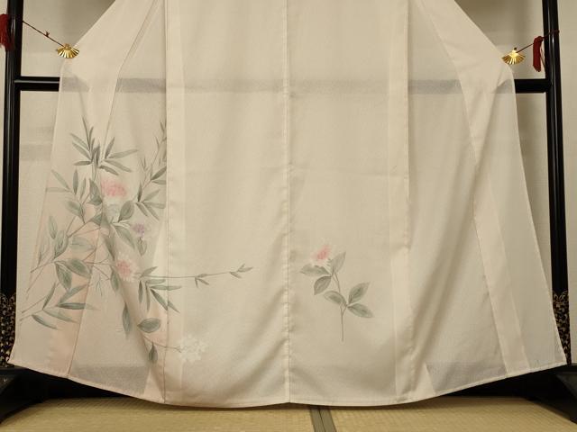 平和屋着物＊夏物 訪問着 縦絽 草花文 正絹 逸品 AABE9039jd