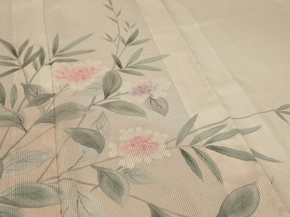 平和屋着物＊夏物 訪問着 縦絽 草花文 正絹 逸品 AABE9039jd