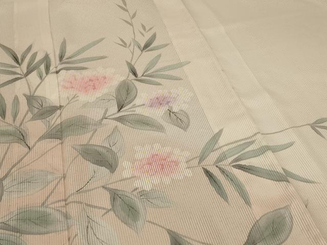 平和屋着物＊夏物 訪問着 縦絽 草花文 正絹 逸品 AABE9039jd