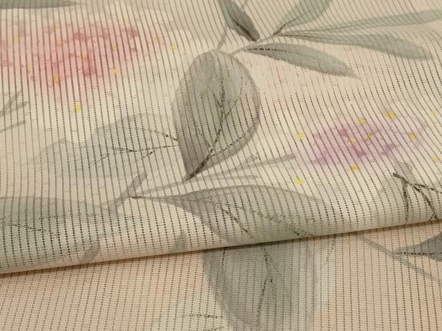 平和屋着物＊夏物 訪問着 縦絽 草花文 正絹 逸品 AABE9039jd