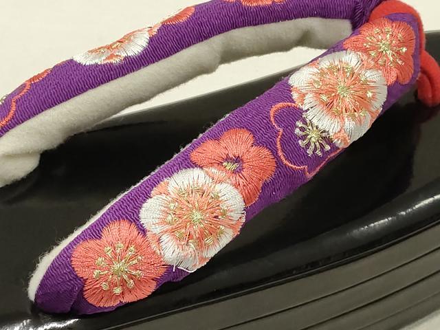 平和屋着物▼和装小物　和装草履　厚底　刺繍　花柄　金糸　逸品　AABE9046ay