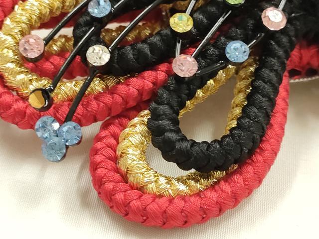 平和屋着物●和装小物　振袖用帯締め　装飾　ラインストーン　金糸　逸品　AABE9052ay