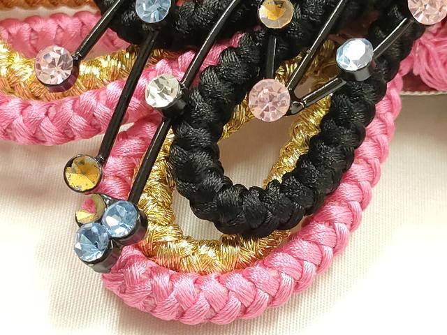 平和屋着物●和装小物　振袖用帯締め　装飾　ラインストーン　金糸　逸品　AABE9053ay
