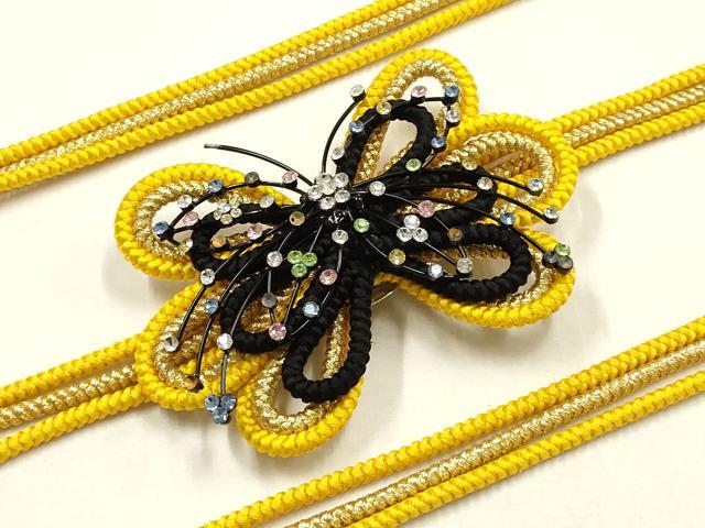 平和屋着物●和装小物　振袖用帯締め　装飾　ラインストーン　金糸　逸品　AABE9054ay