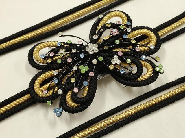 平和屋着物●和装小物　振袖用帯締め　装飾　ラインストーン　金糸　逸品　AABE9055ay