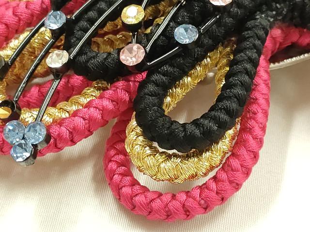 平和屋着物●和装小物　振袖用帯締め　装飾　ラインストーン　金糸　逸品　AABE9056ay
