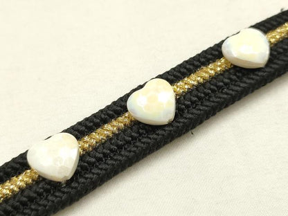 平和屋着物●和装小物　振袖用帯締め　装飾　ラインストーン　パール　ビーズ　金糸　逸品　AABE9063ay