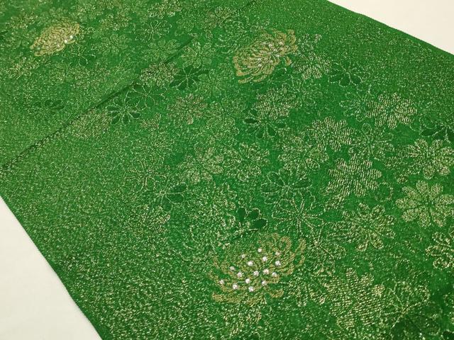 平和屋本店●和装小物　帯締め・帯揚げセット　花柄　菊　ラインストーン　金銀糸　撚り房　逸品　AABE9076ay