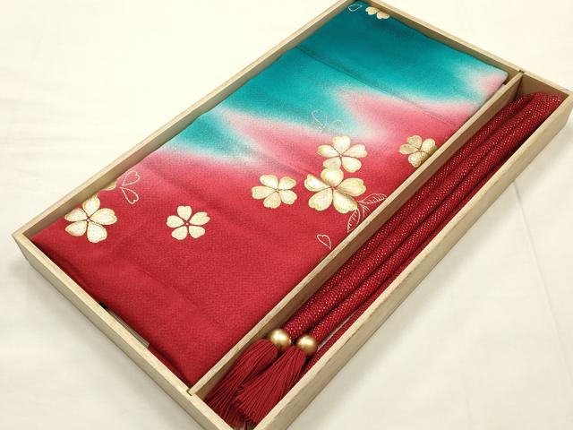 平和屋本店●和装小物 帯締め・帯揚げセット ビーズ 飾り玉 撚り房 花柄 暈し染め 金彩 逸品 AABE9077ay