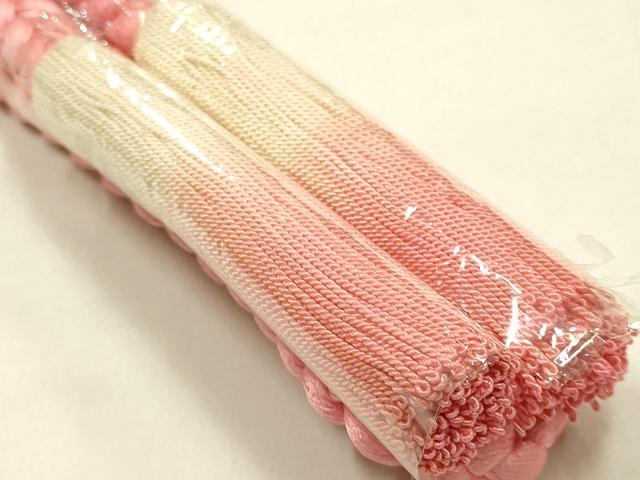 平和屋本店●和装小物　帯締め・帯揚げセット　振袖用　総絞り　花柄　暈し染め　金彩　金糸　撚り房　逸品　未使用　AABE9079ay