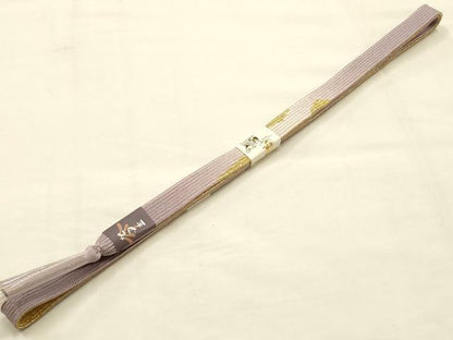平和屋本店●和装小物　帯締め・帯揚げセット　高麗組 綾出し　刺繍　鏡裏花文　暈し染め　金糸　正絹　逸品　未使用　AABE9085ay
