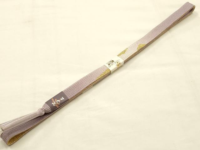 平和屋本店●和装小物　帯締め・帯揚げセット　高麗組 綾出し　刺繍　鏡裏花文　暈し染め　金糸　正絹　逸品　未使用　AABE9085ay