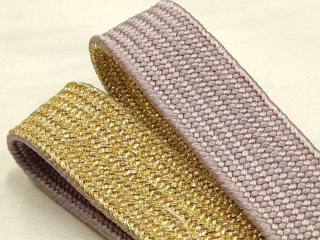平和屋本店●和装小物　帯締め・帯揚げセット　高麗組 綾出し　刺繍　鏡裏花文　暈し染め　金糸　正絹　逸品　未使用　AABE9085ay