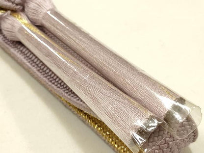平和屋本店●和装小物　帯締め・帯揚げセット　高麗組 綾出し　刺繍　鏡裏花文　暈し染め　金糸　正絹　逸品　未使用　AABE9085ay