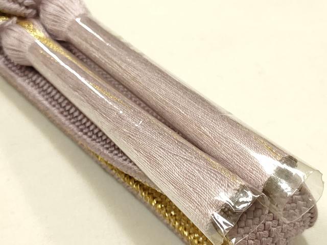 平和屋本店●和装小物　帯締め・帯揚げセット　高麗組 綾出し　刺繍　鏡裏花文　暈し染め　金糸　正絹　逸品　未使用　AABE9085ay