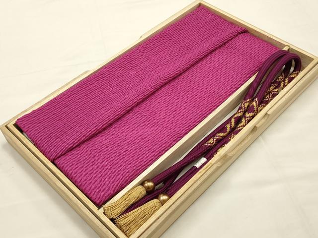 平和屋本店●和装小物　帯締め・帯揚げセット　ふくれ織　金糸　撚り房　正絹　逸品　未使用　AABE9088ay