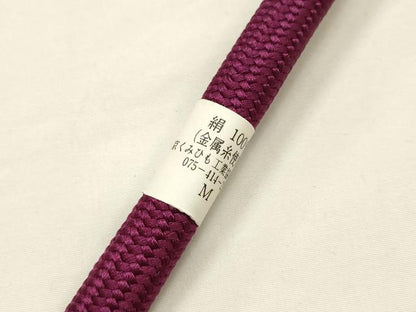 平和屋本店●和装小物　帯締め・帯揚げセット　ふくれ織　金糸　撚り房　正絹　逸品　未使用　AABE9088ay