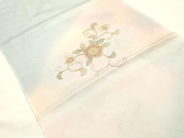 平和屋本店●和装小物　帯締め・帯揚げセット　刺繍　更紗花文　暈し染め　金糸　正絹　逸品　未使用　AABE9090ay