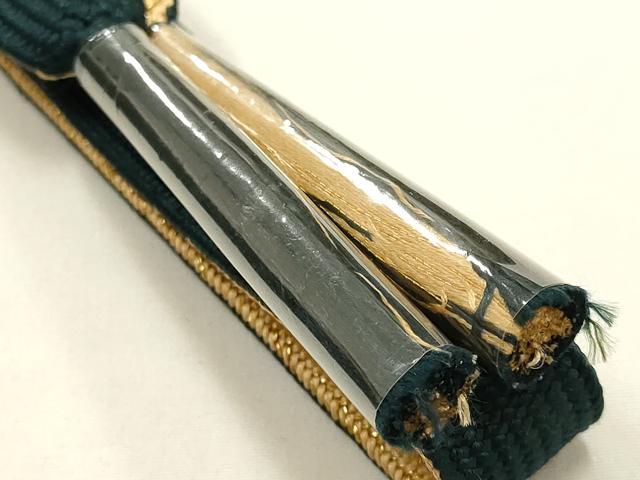 平和屋本店●和装小物　帯締め・帯揚げセット　高麗組 綾出し　舞花文　梅　金糸　金彩　正絹　逸品　未使用品あり　AABE9091ay