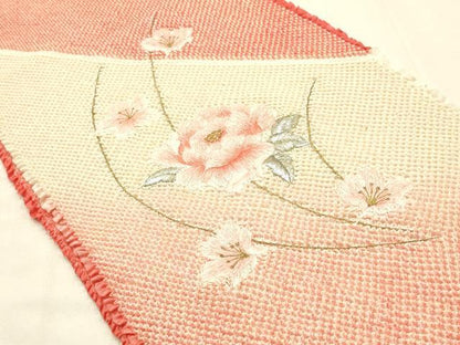 平和屋本店●和装小物　帯締め・帯揚げセット　総絞り　刺繍　花柄　暈し染め　装飾付き　金銀糸　逸品　未使用　AABE9094ay