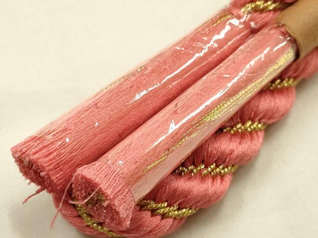平和屋本店●和装小物　帯締め・帯揚げセット　総絞り　刺繍　花柄　暈し染め　装飾付き　金銀糸　逸品　未使用　AABE9094ay