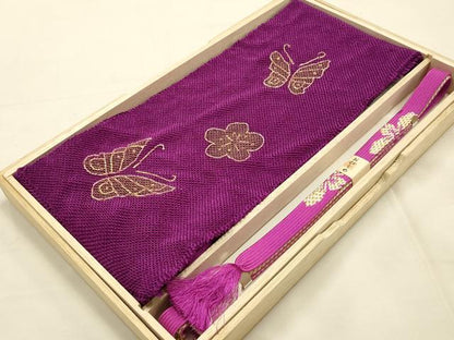 平和屋本店●和装小物　帯締め・帯揚げセット　高麗組　総絞り　花鳥文　金糸　金彩　逸品　未使用　AABE9095ay