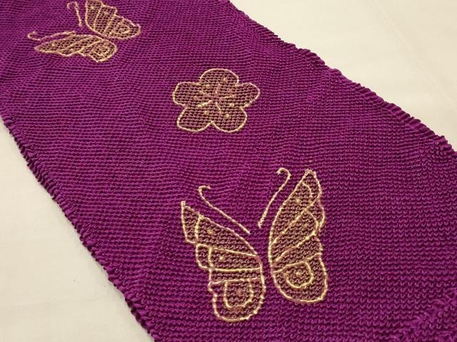平和屋本店●和装小物　帯締め・帯揚げセット　高麗組　総絞り　花鳥文　金糸　金彩　逸品　未使用　AABE9095ay