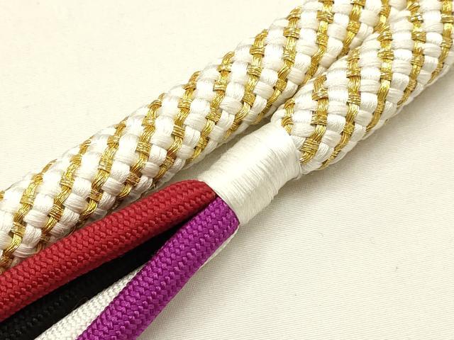 平和屋本店●IKKO　和装小物　帯締め・帯揚げセット　振袖用　刺繍　花柄　金糸　金彩　撚り房　逸品　AABE9098ay