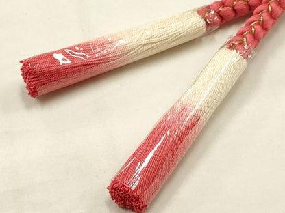 平和屋本店●和装小物　帯締め・帯揚げセット　振袖用　刺繍　花柄　金銀糸　金彩　撚り房　正絹　逸品　未使用　AABE9099ay
