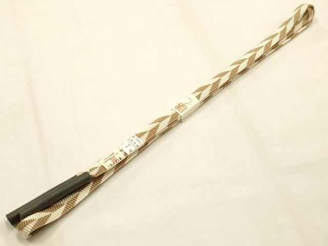 平和屋着物●和装小物　帯締め・帯揚げセット　京都西陣　京くみひも　笹浪組　型染友禅　麻の葉文様　正絹　逸品　未使用　AABE9101ay