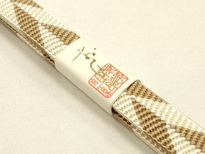 平和屋着物●和装小物　帯締め・帯揚げセット　京都西陣　京くみひも　笹浪組　型染友禅　麻の葉文様　正絹　逸品　未使用　AABE9101ay