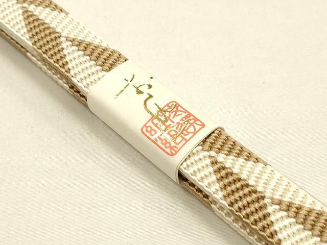 平和屋着物●和装小物　帯締め・帯揚げセット　京都西陣　京くみひも　笹浪組　型染友禅　麻の葉文様　正絹　逸品　未使用　AABE9101ay