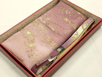 平和屋着物●和装小物　帯締め・帯揚げセット　高麗組　霞文　暈し染め　金糸　金彩　正絹　逸品　未使用　AABE9105ay