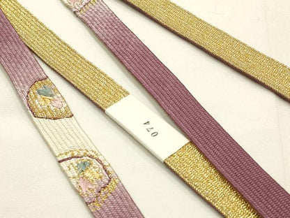 平和屋着物●和装小物　帯締め・帯揚げセット　高麗組　霞文　暈し染め　金糸　金彩　正絹　逸品　未使用　AABE9105ay