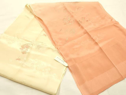 平和屋着物●和装小物　帯締め・帯揚げセット　平組　花丸文　暈し染め　金糸　金彩　光悦　正絹　逸品　未使用　AABE9107ay