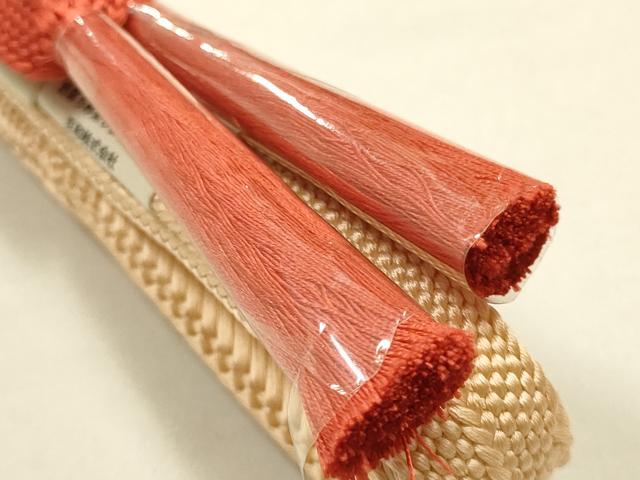 平和屋着物●和装小物　帯締め・帯揚げセット　平組　花丸文　暈し染め　金糸　金彩　光悦　正絹　逸品　未使用　AABE9107ay