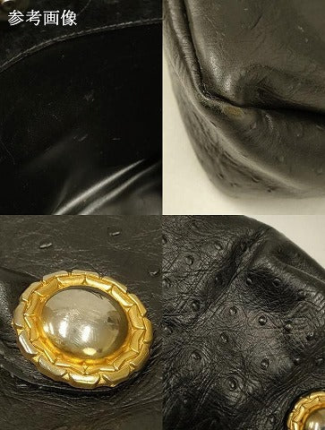 平和屋着物▼ファッション小物 MICHEL ORLEAN ミシェルオルレアン ハンドバッグ オーストリッチ 本革 逸品 AABE9142ay
