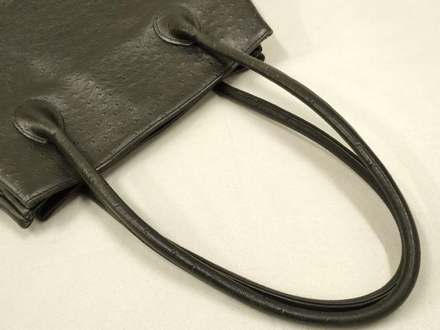 平和屋着物▼ファッション小物 MICHEL ORLEAN ミシェルオルレアン ハンドバッグ オーストリッチ 本革 逸品 AABE9142ay