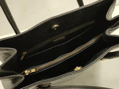平和屋着物▼ファッション小物 MICHEL ORLEAN ミシェルオルレアン ハンドバッグ オーストリッチ 本革 逸品 AABE9142ay