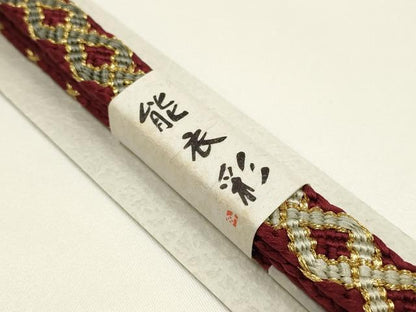 平和屋着物●和装小物　上質な帯締め　平組　能衣彩　暈し　金糸　木箱付き　正絹　逸品　未使用　AABE9164ay