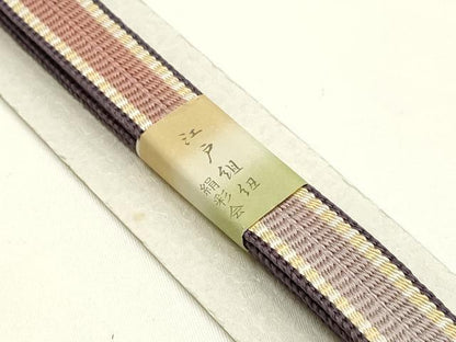平和屋着物●和装小物　上質な帯締め　江戸組紐　平組　暈し　絹彩会　木箱付き　正絹　逸品　未使用　AABE9165ay