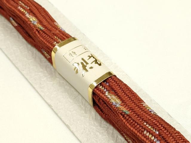 平和屋着物●和装小物　上質な帯締め　貝ノ口組 浮舟　金銀糸　箱付き　正絹　逸品　未使用　AABE9169ay