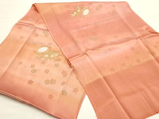 平和屋本店●和装小物　帯締め・帯揚げセット　平組　刺繍　花鼓　暈し染め　金糸　正絹　逸品　未使用品あり　AABE9190ay