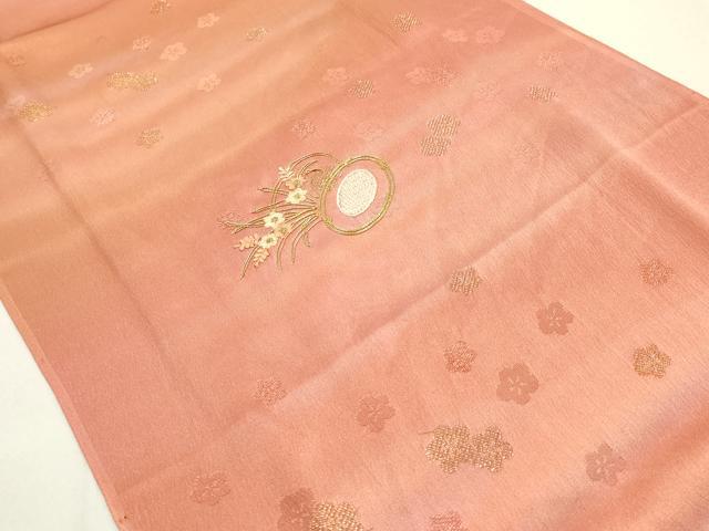 平和屋本店●和装小物　帯締め・帯揚げセット　平組　刺繍　花鼓　暈し染め　金糸　正絹　逸品　未使用品あり　AABE9190ay