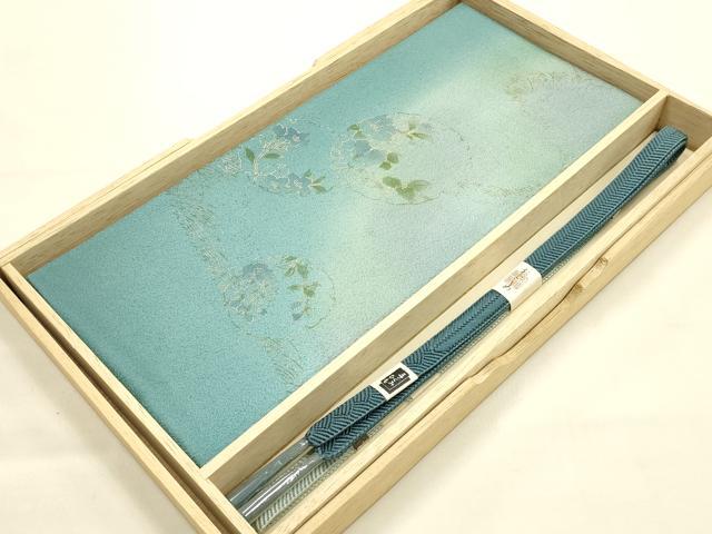 平和屋本店●和装小物　帯締め・帯揚げセット　笹浪組　雪輪花文　暈し染め　金彩　正絹　逸品　未使用品あり　AABE9191ay