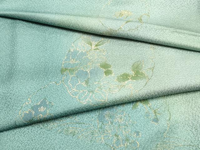 平和屋本店●和装小物　帯締め・帯揚げセット　笹浪組　雪輪花文　暈し染め　金彩　正絹　逸品　未使用品あり　AABE9191ay