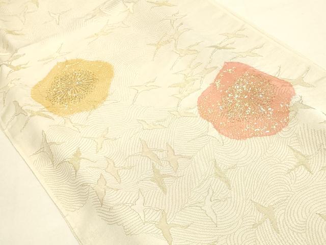 平和屋本店●和装小物　帯締め・帯揚げセット　大和高麗組　絞り　飛鶴花文　金糸　金銀彩　逸品　未使用　AABE9192ay