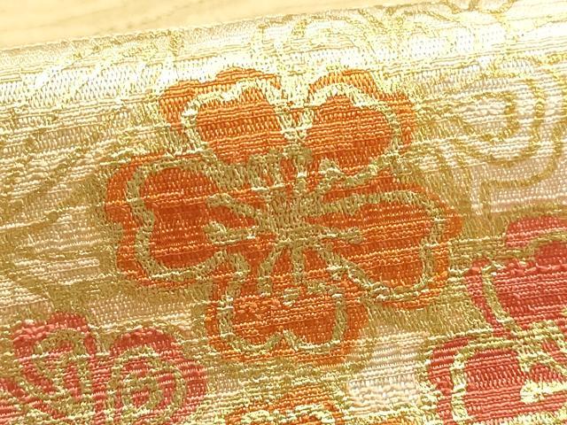 平和屋本店●和装小物　帯締め・帯揚げセット　笹浪組　流水花文　金糸　金彩　逸品　未使用　AABE9194ay